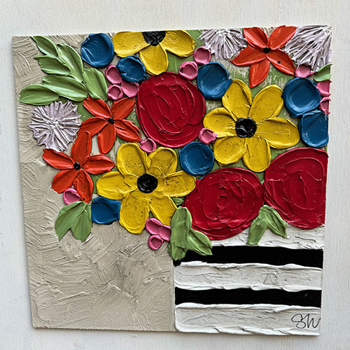 Art by Susan Wood 18x18 Flowers on Wood WP4010 SOLD - Christopher